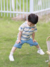 旻勝【兩件套】男童短袖牛仔褲套裝夏季薄款短褲五分褲送男孩生日禮物 藍(lán)色110碼【105cm以下/30-35斤】 曬單實(shí)拍圖