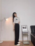 魯雅爾黑色高級垂感西裝褲女夏季新款高腰顯瘦休閑褲小個子直筒闊腿長褲 黑色 M 曬單實拍圖