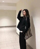 安踏衛(wèi)衣女秋季2025新款外套寬松圓領上衣運動裝長袖學生跑步健身服 基礎黑 L 曬單實拍圖