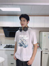 名創(chuàng)優(yōu)品（MINISO）夏季短袖t恤男藏青美式潮流涂鴉半袖男生大碼重磅純棉休閑體恤衫 【100%純棉】藏青(雪山麗影) XL /180(不起球不掉色) 曬單實(shí)拍圖