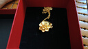 中國黃金（CHINA GOLD）牡丹花黃金吊墜足金牡丹花項鏈女金項鏈送老婆女友生日禮物 吊墜約3.2g+足金鏈約1.8g 曬單實拍圖