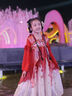 安妮優(yōu)兒女童漢服秋裝中國風(fēng)2025兒童裝超仙古裝女孩古風(fēng)裙子 紅色 150 曬單實(shí)拍圖
