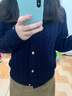 Navigare意大利小帆船女士毛衣秋冬季新款純綿羊毛長(cháng)袖開(kāi)衫通勤保暖外套 海軍藍 L 曬單實(shí)拍圖