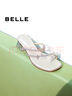 百麗（Belle）小福蝶水鉆蝴蝶夾腳拖女2025夏季新商場款粗跟增高拖鞋D6E1DBT5 銀色 38 (240mm) 曬單實(shí)拍圖
