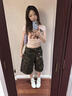 LDBE美式復(fù)古直筒迷彩工裝短褲女夏季2025新款寬松顯瘦高腰休閑七分褲 迷彩 常規(guī) L 曬單實(shí)拍圖