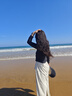 駱駝（CAMEL）冰感速干原紗防曬女士連帽修身外套 Y24BA0L6021 幻影黑 L 曬單實(shí)拍圖