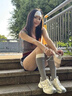ZHR板鞋女鞋子新品潮流休閑鞋厚底顯瘦增高簡(jiǎn)約耐磨滑板鞋戶外防潑水 米杏 37 曬單實(shí)拍圖