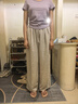 森馬（Semir）休閑褲女肌理長(zhǎng)褲松弛感25夏季松緊腰闊腿褲山本褲109325127007 曬單實(shí)拍圖