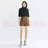 哥弟真的好（GIRDEAR）女裝復(fù)古格紋高腰直筒休閑短褲女A100058 橙綠格 XS (1碼) 曬單實(shí)拍圖