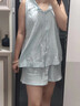 另約復古藍夏季無袖吊帶背心短褲睡衣女款2025新款夏季棉質家居服套裝 DD269 純色吊帶 L 曬單實拍圖