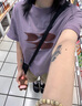 Crying center 哭喊中心千禧復古粉色T恤寬松圓領(lǐng) 索羅娜面料 街舞跳舞速干衣穿搭 枯玫粉 L 曬單實(shí)拍圖