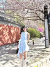 天丂法式掛脖無(wú)袖藍(lán)色連衣裙女裝夏季設(shè)計(jì)感蝴蝶結(jié)綁帶A字裙藍(lán)色短裙 藍(lán)色掛脖 M 曬單實(shí)拍圖