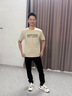 Lee dprre冰絲短袖T恤男士2025新款夏季半袖男款上衣服情侶裝寬松男生男裝 J808杏色 M 曬單實(shí)拍圖