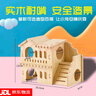 YEE倉鼠窩實(shí)木玩具躲避屋小房子金絲熊造景木屋平臺(tái)用品大全爬梯籠子 歐式別墅 曬單實(shí)拍圖