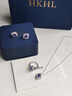 HKHL 925銀坦桑藍色寶石項鏈女士輕奢小眾高級感耳釘戒指套裝生日禮物 【星語(yǔ)】套裝（項鏈+耳釘+戒指） 曬單實(shí)拍圖