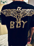 BOY LONDON【范丞丞同款】夏短袖情侶款燙金黑色休閑潮牌T恤N01910 黑色 現(xiàn)貨 XL 此款偏大，建議拍小一碼 曬單實拍圖