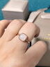 曼古帝小方糖和田玉戒指女純銀食指戒輕奢小眾設計翡翠玉石 白色純銀款 曬單實(shí)拍圖