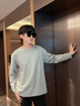 名創(chuàng)優(yōu)品（MINISO）休閑長袖t恤男重磅秋季百搭通勤男生圓領(lǐng)純棉打底衫寬松綠色上衣 【重磅純棉】灰綠 L /175(旗艦店質(zhì)量保障) 曬單實拍圖