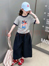 巴萊恩娜女童夏日穿搭套裝夏裝2025新款兒童大童短袖t恤闊腿褲女孩裙褲潮 套裝【T恤+褲子】 130 cm 曬單實(shí)拍圖