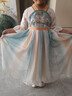 奧蒙威漢服女童新款刺繡齊胸襦裙古風(fēng)兒童夏季短袖6-12歲古裝國風(fēng)裙子 藍色 130 曬單實(shí)拍圖