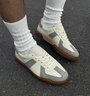 FOOT INDUSTRY足下工業(yè)「品牌經(jīng)典」經(jīng)典復(fù)古德訓(xùn)鞋拼接休閑男女同款百搭舒適 米白/灰色 40 曬單實(shí)拍圖