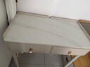 拾家（HOME COLLECTOR）現(xiàn)代輕奢實(shí)木書桌家用巖板書房學(xué)習(xí)電腦桌寫字臺(tái)主臥室床邊梳妝臺(tái) 0.9米書桌-米杏色 書桌+靠背椅組合 曬單實(shí)拍圖