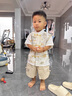 G.DUCKKIDS小黃鴨男童套裝夏季新款兒童新中式漢服中小童唐裝男孩國風兩件套 米色 90 尺碼1~2歲【 80-90cm】 曬單實拍圖