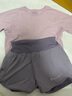 百思絨馬拉松跑步套裝夏季速干訓(xùn)練服女短袖 藕紫上衣+灰咖紫短褲 M 曬單實(shí)拍圖