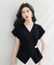 絲柏舍設計感襯衫2025夏裝新款女裝V領氣質修身優(yōu)雅時尚上衣 曬單實拍圖