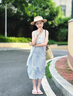 小咕嘟熊女童夏裝兒童夏季連衣裙套裝2025新款洋氣背心吊帶裙夏款兩件套裝 藍(lán)色 130 曬單實(shí)拍圖