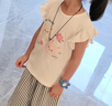 巴帝巴帝夏季嬰幼兒女童t恤短袖背心高端洋氣寶寶童裝 米白 兔兔小熊 120 曬單實(shí)拍圖