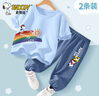 史努比男童夏裝套裝2025新款夏季洋氣冰絲防蚊褲兒童運動(dòng)服男孩純棉短袖 陽(yáng)光努比晴空藍+超級努比K牛仔藍 160 曬單實(shí)拍圖