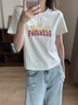 SPAO韓國同款卡通貓咪短袖t恤女透氣夏季純棉休閑半袖衫SPDX25AT03LD 白#SP三只貓咪 L 曬單實拍圖
