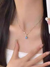 中國黃金四葉草足銀吊墜女士項(xiàng)鏈鎖骨鏈送老婆七夕情人節(jié)禮物送女朋友老婆 四葉草項(xiàng)鏈+足銀雪花鏈【藍(lán)-玫瑰禮盒】 曬單實(shí)拍圖