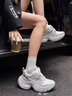Ebonka高端品牌老爹鞋女2025夏季做舊款厚底拼色增高運動鞋時尚休閑鞋潮 白色厚底8cm(色) 38 曬單實拍圖