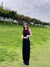 燦圖窄版西裝褲子女春夏季高腰寬松顯瘦小個子休閑垂感闊腿直筒長褲潮 黑色 L 【建議110-120斤】 曬單實拍圖