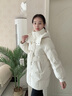 鴨鴨中長(cháng)款羽絨服女2025冬季新款時(shí)尚休閑潮流保暖連帽韓版小個(gè)子外套 藕粉色 M (建議110-130斤) 曬單實(shí)拍圖