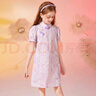 ASK JUNIOR女童連衣裙2025夏薄款新品中大童印花純棉復(fù)古旗袍裙 紫色 140 曬單實(shí)拍圖