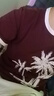 晚白【專享】2025年夏款時尚簡約氣質上衣休閑印花棉質寬松短袖女 棗紅色 L 曬單實拍圖