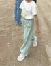 班納班納女童夏裝2025新款套裝夏天衣服夏季中大童女孩短袖運動服兒童夏裝 N冰塊兔米白+NlemK灰綠 160 曬單實拍圖