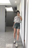 凡小如闊腿牛仔短褲女夏季2025新款高腰顯瘦小個子休閑百搭大碼辣妹熱褲 黃泥色 M 【建議95-105斤】 曬單實拍圖