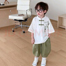 童槐男童漢服套裝2025新款夏季新中式唐裝夏裝中國風兒童幼兒園演出服 杏色兩件套 110 曬單實拍圖