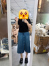 播牛仔半身裙女商場同款韓版小個(gè)子寬松百搭開叉a字裙BDR1BD0111 B59牛仔藍(lán) M 曬單實(shí)拍圖