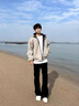 棉致美式vibe高街連帽重磅開衫衛(wèi)衣男春秋季潮流寬松2025新款外套上衣 995淺灰色【常規(guī)高品質(zhì)38】 XL 125-140斤 曬單實(shí)拍圖