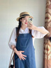 奶油兔孕婦夏季套裝2025新款時(shí)尚韓版設計感短袖背帶裙兩件套牛仔連衣裙 短袖t恤+背帶裙 L 曬單實(shí)拍圖