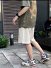 名創(chuàng)優(yōu)品（MINISO）重磅短褲男夏季戶外運動直筒五分褲青少年潮流百搭中褲 淺米 2XL 曬單實拍圖