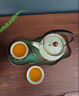 賞福茶盤家用新款小型干泡臺日式茶臺復(fù)古茶具套裝排水儲存式功夫茶海 SHD陶瓷清荷蓮香小長茶盤-雀綠色 【尺寸看圖標(biāo)注】 曬單實拍圖