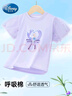迪士尼兒童短袖T恤夏季泡泡袖衣服女童2025夏裝女孩PBZPL1022 紫  140 曬單實(shí)拍圖