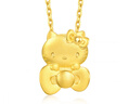 周生生Hello Kitty蝴蝶結黃金吊墜 足金三麗鷗家族掛墜 94286P 曬單實(shí)拍圖