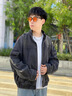 Teenie Weenie Men小熊男裝復古街頭風質感挺闊寬松字母刺繡牛仔夾克 黑色 M 曬單實拍圖